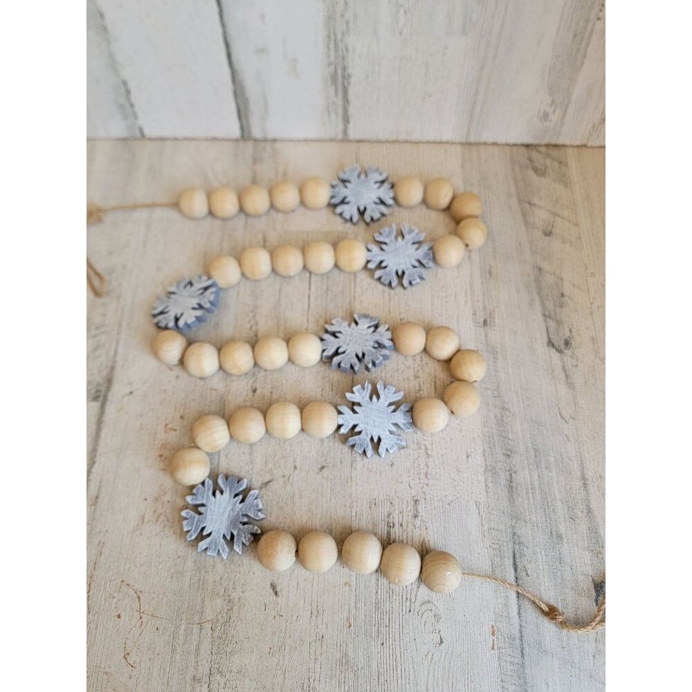 Wooden snowflake Garland home decor hanging Xmas figure Gray